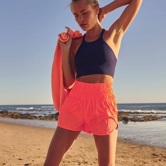 Free People Movement The Way Home Shorts - Neon Coral - Picture 1 of 4